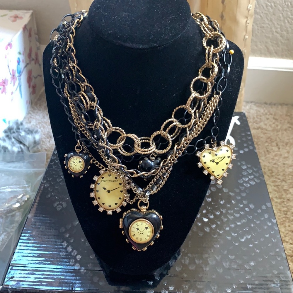 Betsey johnson time flies clock necklace